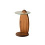 Hanah Home Mesa Auxiliar Castaño y Transparente de Cristal Templado y Madera Maciza 35x53x35 cm